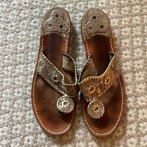 Jack Rodgers Gold Snakeskin Sandals